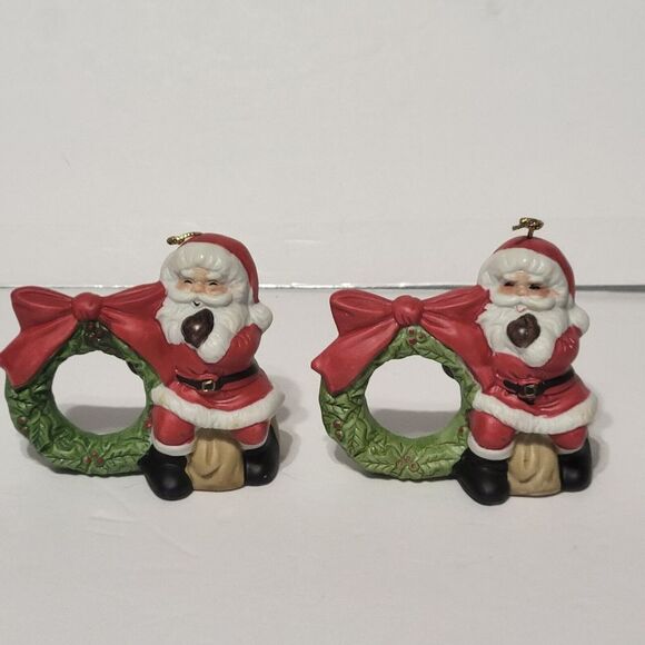 Jasco Lil Chimers Christmas Porcelain Napkin Rings Set of 4 Angel Snowman Santa - Picture 7 of 13